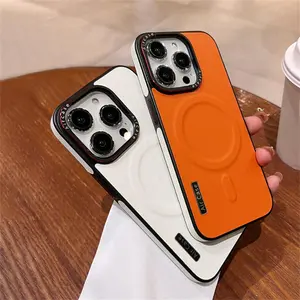 Fin For iPhone Series Luxury For Magsafe Leather Phone Case For iPhone 16 15 14 13 12 Pro Max Magnetic Wireless Charging Solid Color Shockproof Cover