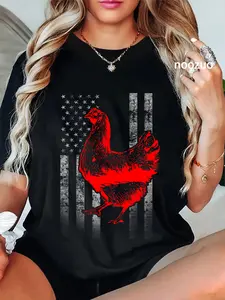 100% Cotton Unisex Chicken Farmer Shirt - Cool Chicken Flag TShirt T-Shirt