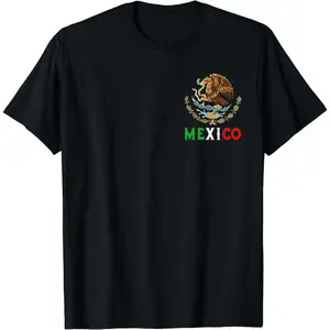 [100% Cotton] Mexican Eagle Emblem National Pride T-Shirt With Bold Mexico Lettering