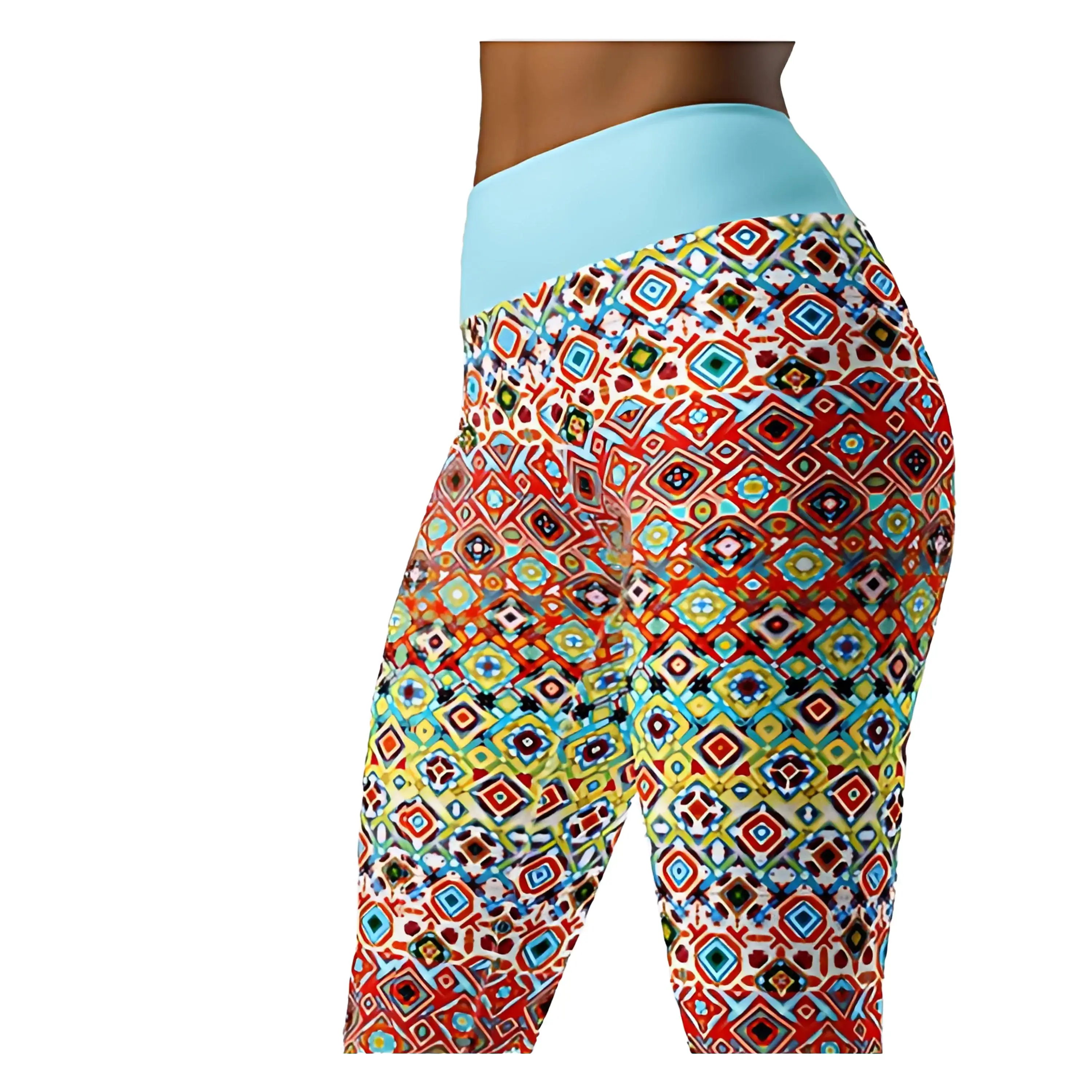Intricate Geometric Leggings Rainbow Small Detailed Ombre Gradient Print Cute Beautiful Abstract Tribal Activewear Workout Yoga Women Pants