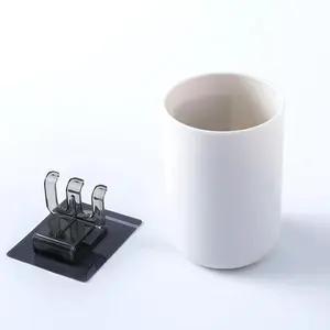 Cup Holder Set, Wall Mounted Mouthwash Cups  Holder Bathroom Sink Organizer(White)