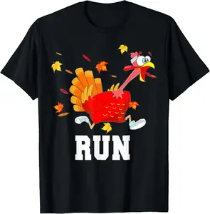 100% Cotton Top Turkey Run Costume Thanksgiving Running Turkey Trot T-Shirt