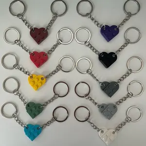 Matching Connecting Brick Heart Keychains Handmade