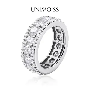 UniMoiss VVS Moissanite Hip Hop Style Unisex Circle Ring Gift For Men Women