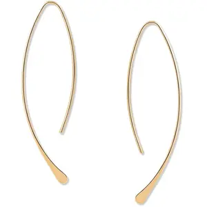 Upside Down Hoop Earrings - Hypoallergenic Lightweight Wire Needle Drop Dangle Threader Hoops for Women, Safe for Sensitive Ears - Plated in 925 Sterling Silver or 18k Gold
