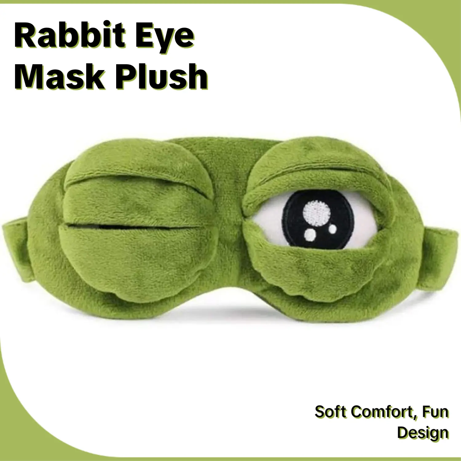 Cute Rabbit Sleeping Eye Mask Plush Blindfold Travel Sleep Masks Super Soft Funny Eye Cover for Kids Girls and Adult (Green Frog)