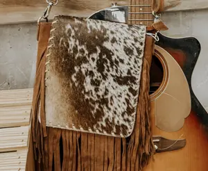 Bessie genuine cowhide suede fringe crossbody purse