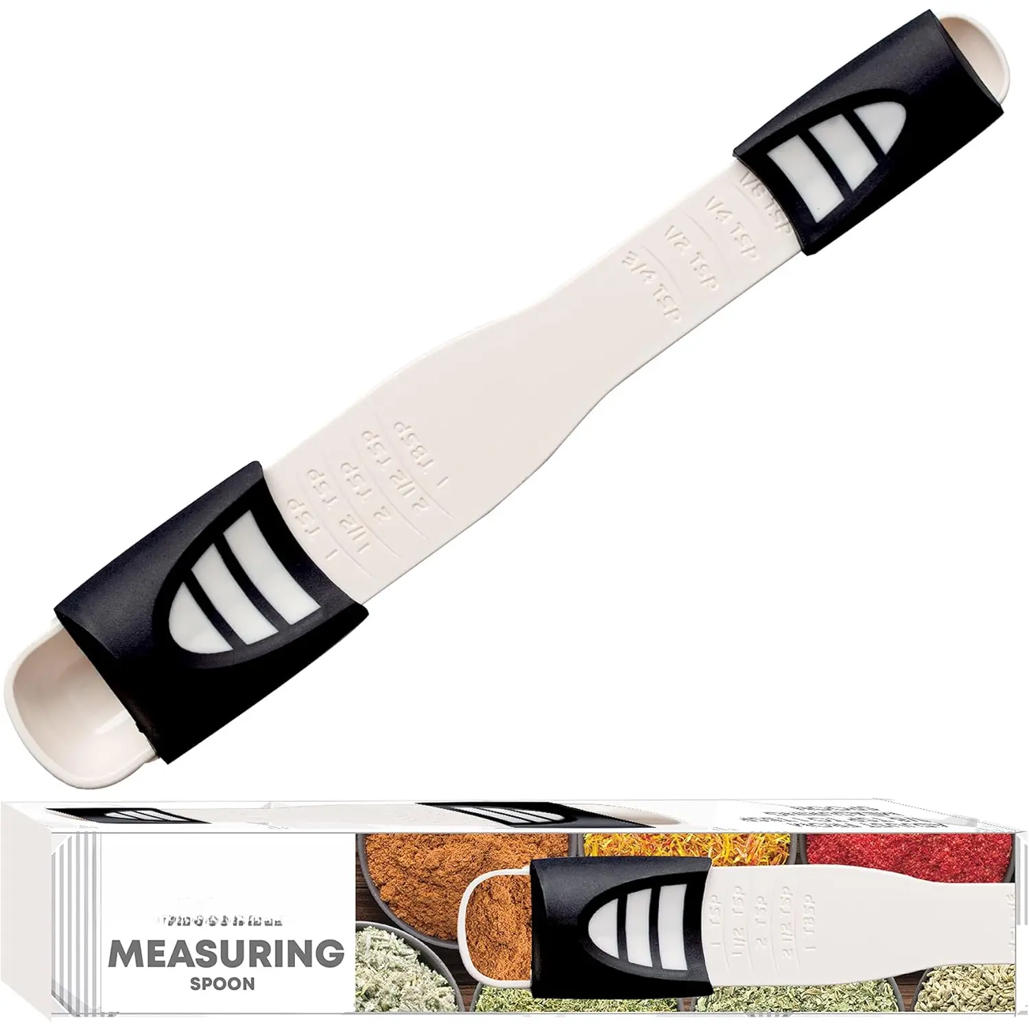 Adjustable Measuring Spoon with Double End Adjustable Scale, 9 Stalls All in One Measuring Spoon, Wide Range of Measurements - Dry and Semi-Liquid Ingredients for Baking, Cooking