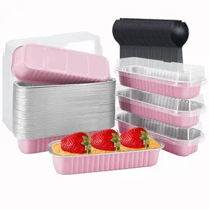 Mini Loaf Pans With Lids 50 Pack, 6.8oz Rectangle Aluminum Foil Baking Pans Tins Containers,Disposable Ramekins Baking Cups Muffin Tins Cupcake Cups For Mini Cake Bread Loaf