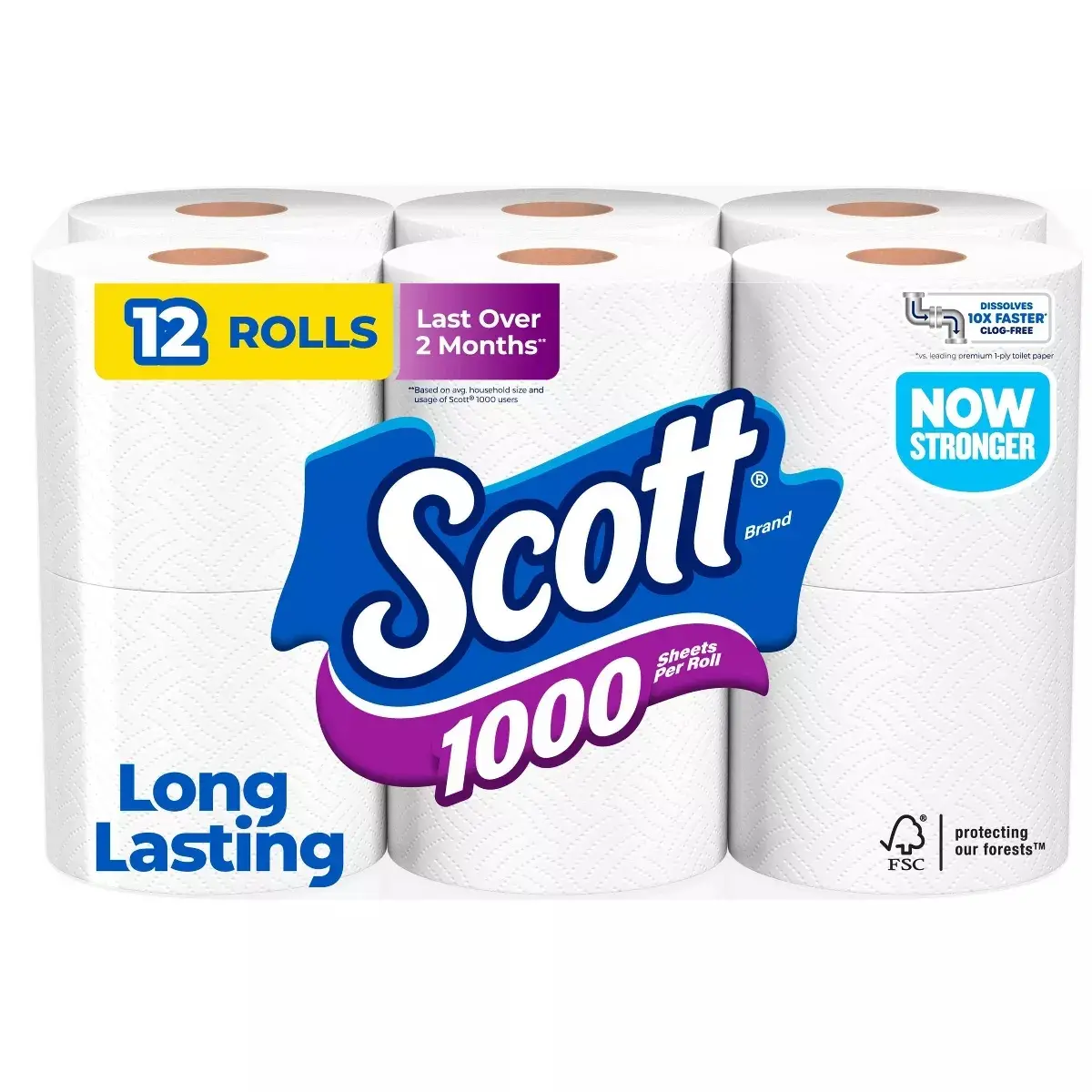 Scott 1000 Septic-Safe 1-Ply Toilet Paper - 12 Rolls