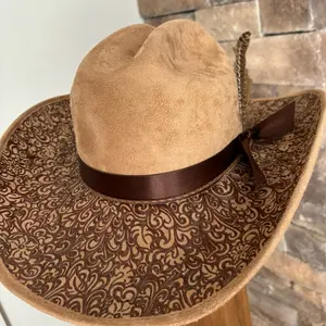 Half Smoke Show on Vegan Suede inspired by Farmer Ryan - Freehand Burned Custom Hat