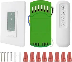 Universal Ceiling Fan Remote Control Kit, Wall Remote Switch with Light Dimmer and 3 Speeds, Replacement for  Hampton Bay Harbor Breeze, Include Wall Switch, Remote Control and Receiver