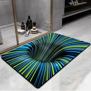 Abstract Dizzying Line Pattern Rectangle Bath Mat, 1 Count Non-slip Soft Floor Mat, Home Decor for Bathroom & Kitchen, Bathroom Decorative Mat