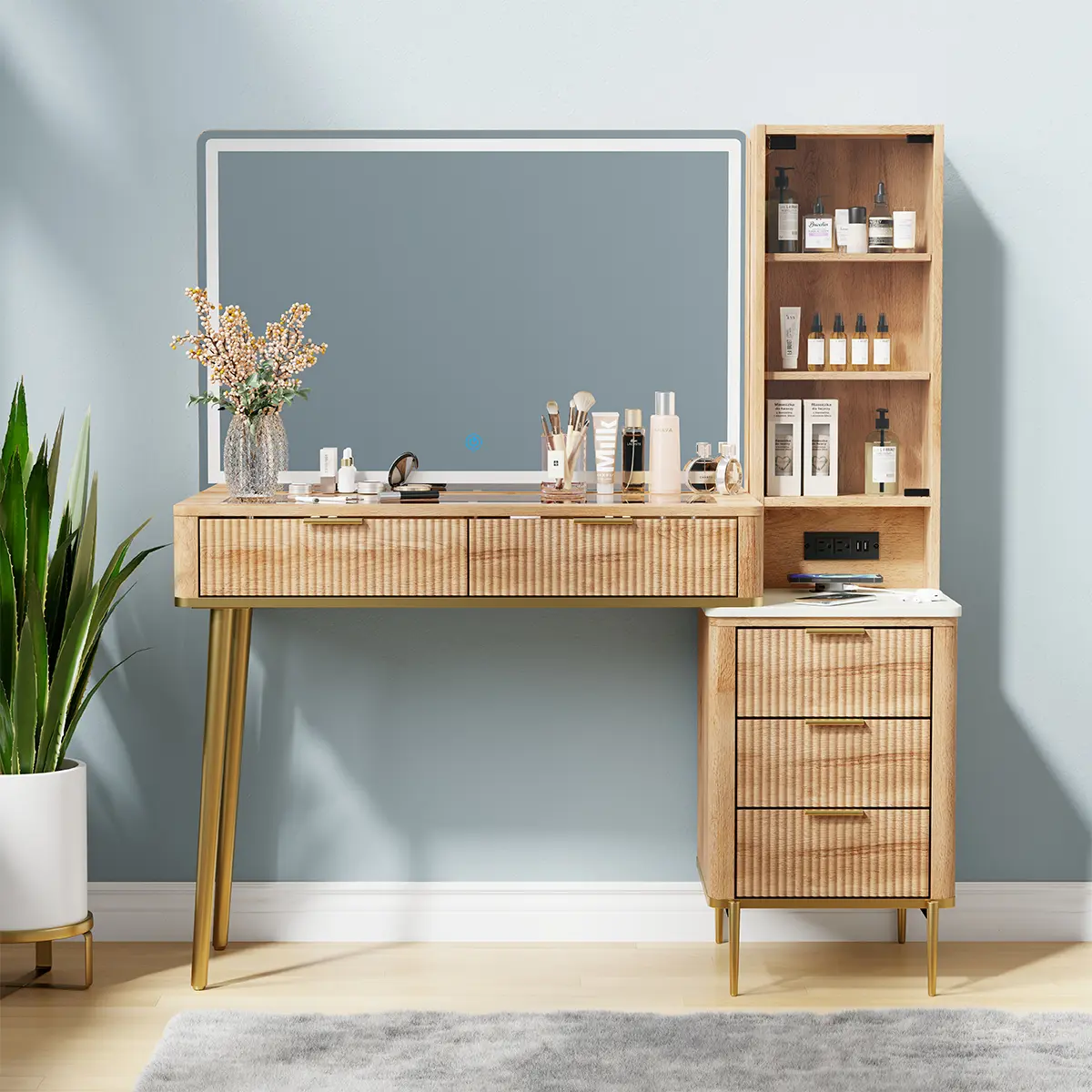 Natural wood (Metal legs)
