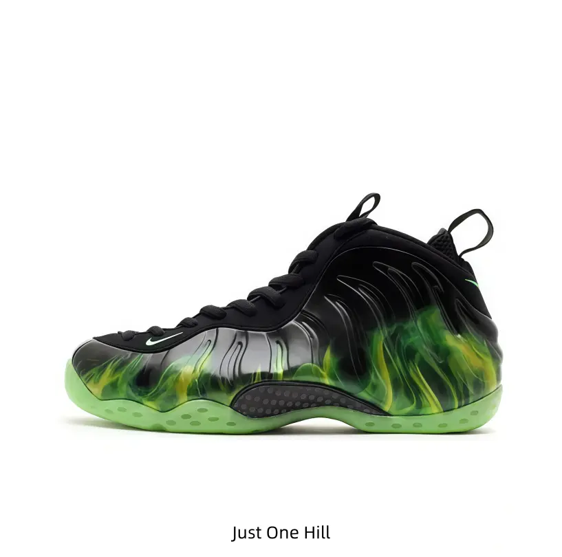 Men Women Black Green Flame Foam Sneakers Unique Gradient Bubble Shell Retro Design Daily Walking Street Sneakers