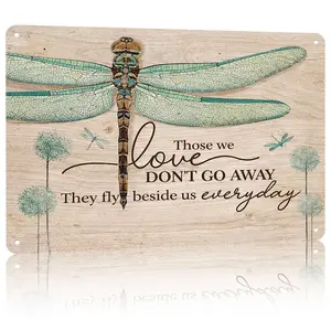 Vintage Dragonfly Pattern Metal Wall Poster, 1 Count Retro Funny Hanging Tin Plate, Wall Decor for Home Living Room Bedroom Bar Yard, Vintage Metal Sign 8*12inches