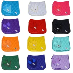 Horse Dressage English Saddle Pad with Matching Fly Bonnet Ear Net Fly Veil Mask