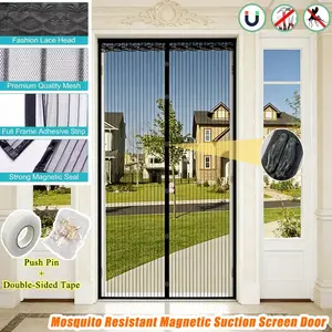 Large Magnetic Door Curtain, No Drill Installation, Automatic Self-Adhesive, Mosquito Barrier for Living Room Bedroom Balcony Entrance