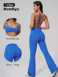 Women's Two-Piece Sports Set, High-Waisted Workout Bra and Pants, Breathable Moisture-Wicking Fabric, Slimming & Shaping Design