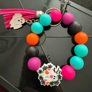 Halloween Wristlet Keychain with Beaded Design - Festive Home Decor - Ornaments