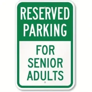 Aluminum Reserved Parking Sign for Senior Adults Road Business Warning 8X12 Inches Metal Decor