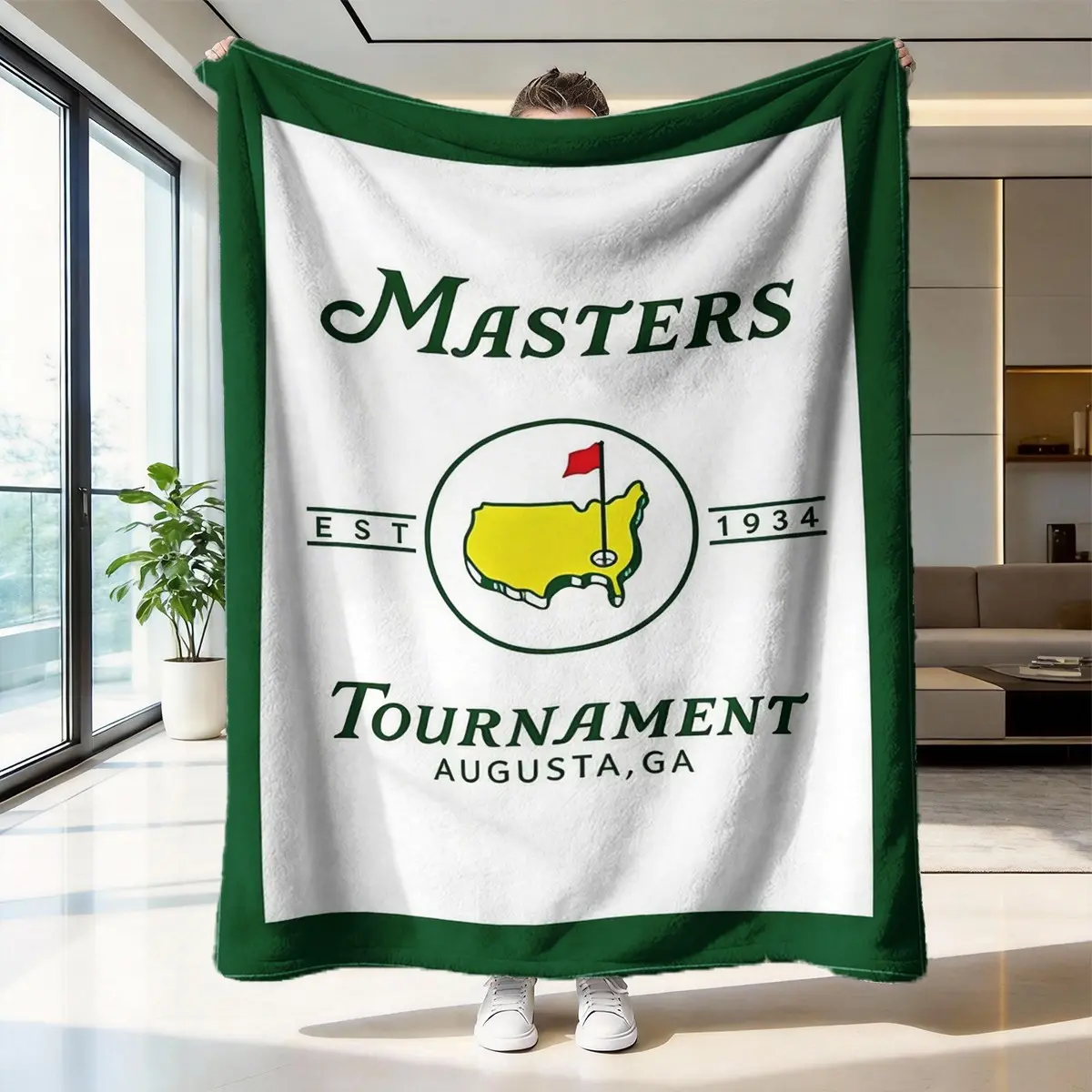 Golf Event Print Flannel Blanket, Soft Warm Blanket, Vintage Sports Theme, Home Decor, Decorative Blanket, Wrinkle-Resistant, Creative Gift, Blankets for Bed