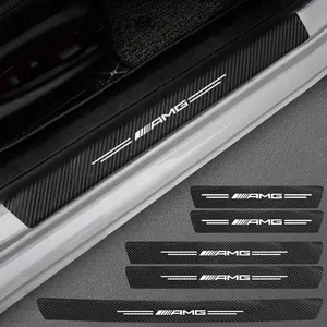 1/4/5/8/9Pcs Car Door Sill Carbon Leather Sticker Auto Accessories For Mercedes Benz AMG A/B/C/E/S Class W204 W205 W203 W206 W211 W212 W213 W201 W210 W220 W221 W222 W223 W251 GLC GLK CLA