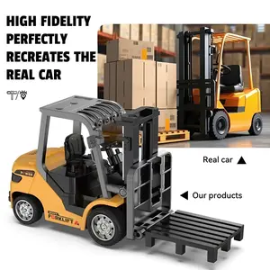 $Miniature Alloy Forklift RC 1:64 Scale Remote-Controlled Construction Vehicle Bluetooth Remote-Controlled Car Desktop Model Display Gift for Boys