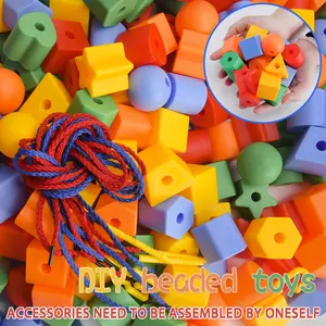 Bead Toy Building Blocks Fine Motor Skills Training Geometric Shape Bracelet DIY Montessori Stringing Teaching Tool