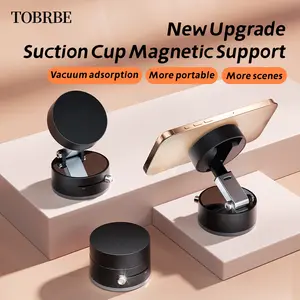 TOBRBE Magnetic Phone Car Holder, Suction Cup Holder, Manual Magnetic Vacuum Adsorption Mobile Phone Holder Smartphone Cellphone Mount Stand rotating B