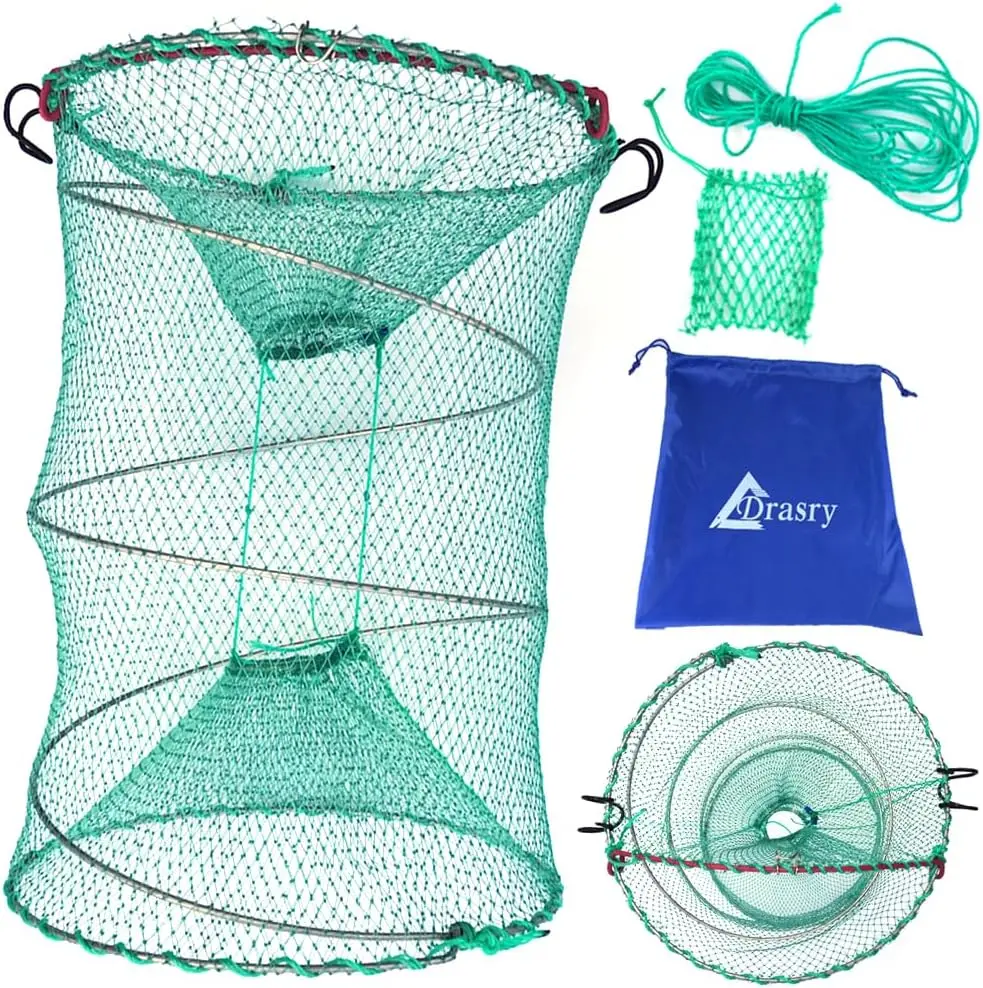 Portable Fishing Bait Trap for Crawfish and Shrimp Net with 0.28 Inch Mesh - 15.7in x 11.8in (30cm x 40cm)