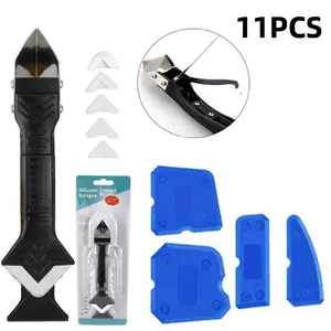 Caulking Tool 5 in 1 Caulk Remover and Multi-Function Silicone Sealant Finishing Kit with Grout Scraper and 6 Silicone Pads Ideal for Kitchen Bathroom and Window Sealing