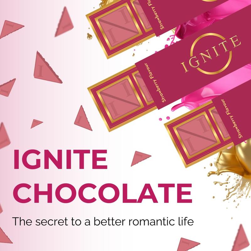 Hot 2026!! Ignite Chocolate Bars - Premium Strawberry flavor Chocolate Squares for Couples - 60% Cocoa, Vegetarian - Crafted with Selected Ingredients for a Delightful Experience - Ideal for Men & Women