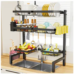 7CODE Dishdryingrack Organizer,3-tier,over-sink,adjustable dish drying rack.Modern,extensible design saves space and keeps your kitchen organized.
