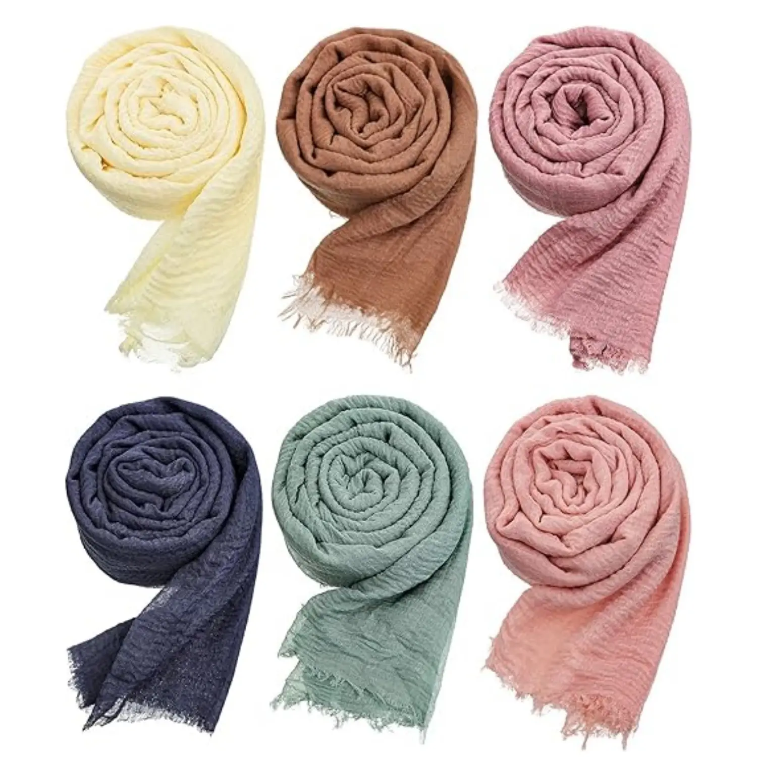 6Pcs Rectangular Long Length Hijab Scarf Set Pack for Muslim Women, Soft Cotton Softness Muslim Women Clothes, Lightweight Fashion Shawl Wrap - Home Improvement, Building Supplies, Wallpaper & Wall Trim