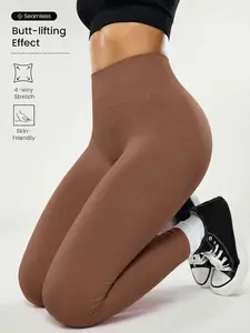 Women's solid color Waisted Workout Shorts Athletic Gym Running Yoga Shorts  High Waisted Biker Shorts for Women Tummy Control Fitness Athletic Workout Running Yoga Gym Shorts