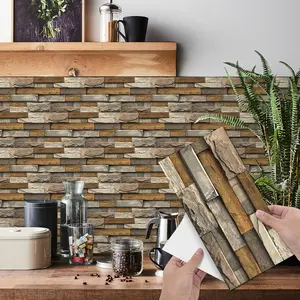 (6pcs/12pcs/24pcs) Self-Adhesive Stone Rock Crystal Film Wall Stickers, Peel And Stick Wallpaper Designs, Easy Clean Kitchen Bathroom Countertop Decor, 15cm X 30cm