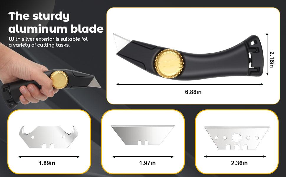 Heavy Duty Roofing & Utility Knife, Roofing Utility Tools, Vinyl Knife Metal Roofing Tools with Portable Storage Sheath, Replacement Blades
