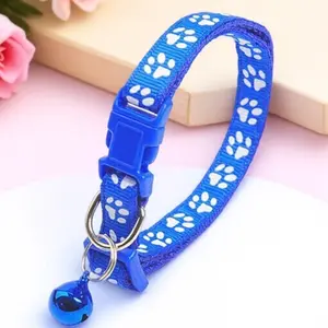 Anti-Choke Safety Pet Collar with Cute Paw Bell Eco Nylon Adjustable for Cats Dogs Silent Necklace Custom Engraving Multi-Color Pet Accessories Certified Scratch-Proof