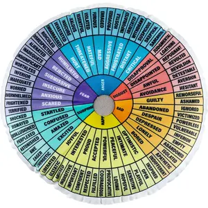 Wheel of Emotions Feelings Pillow Round Velvet Feelings Wheel Emotion Throw Pillow Circle Seating Floor Cushion for Office Home Room Sofa Decor Counselor Physical Therapist Gifts