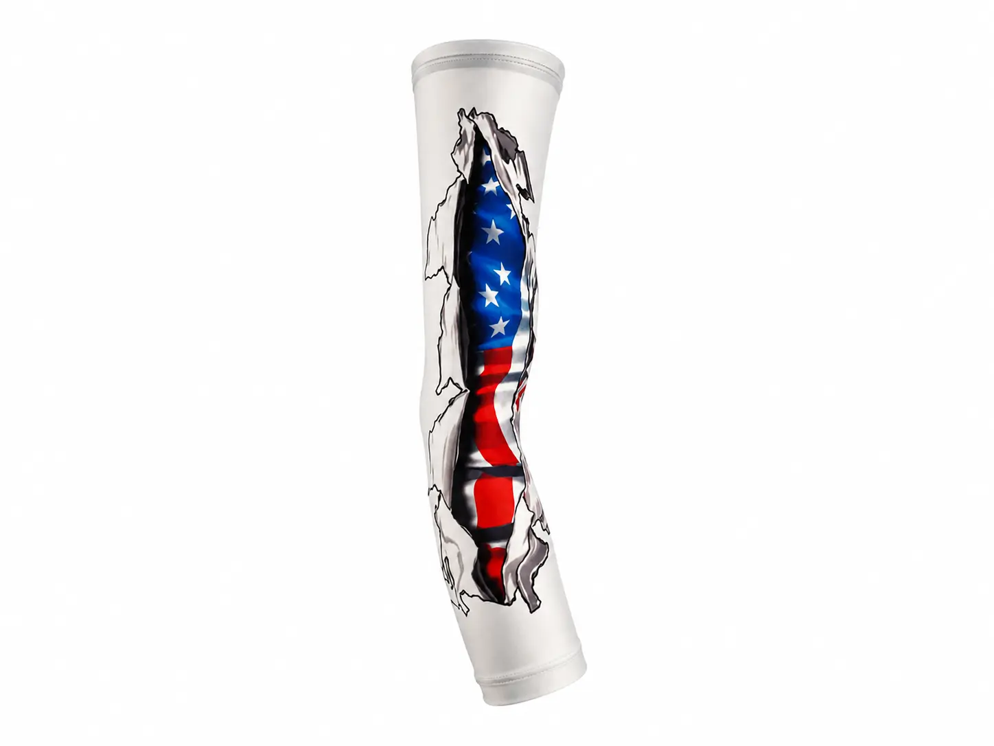 USA Flag White Compression Arm Sleeve - Youth & Adult Sizes, UV Protection - for Sports, Baseball