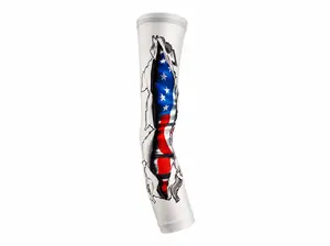 USA Flag White Compression Arm Sleeve - Youth & Adult Sizes, UV Protection - for Sports, Baseball