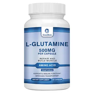 Coolkin - L-Glutamine 500 mg, Nitrogen Transporter, Amino Acid, Promote Muscle Growth and Recovery, Non-GMO & Gluten-Free, 120 Veg Capsules