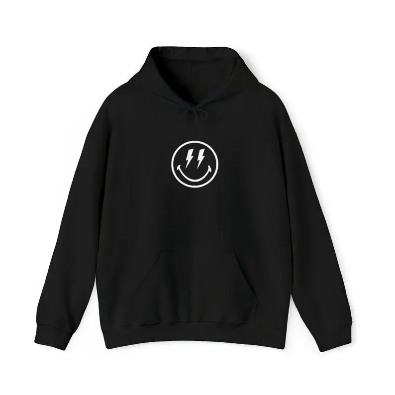 Lightning Smiley Face Hoodie, Trendy Sweatshirt, Smiley Face Sweatshirt, Retro Sweatshirt. Print on front hoodie