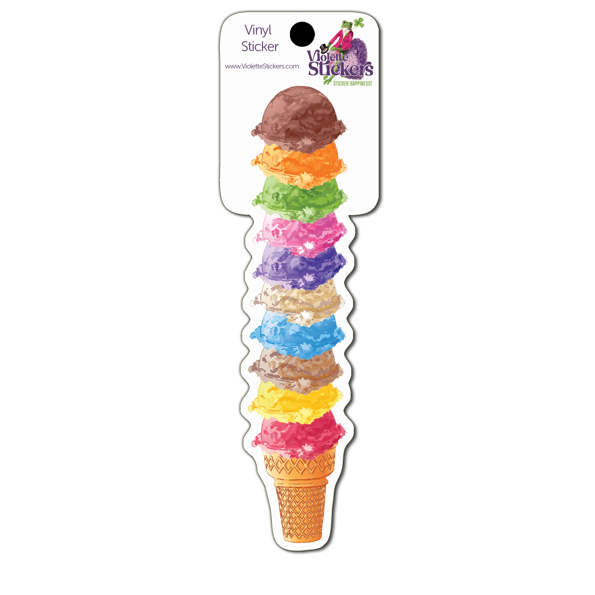 VY122 Ice Cream Cone Rainbow Tower Vinyl Sticker