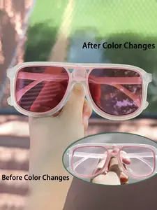 Unisex Colorful Photochromic Sunglasses, Bohemian Style Fashion Eyewear, Casual Plastic Frame, All-Season Decorative Lens
