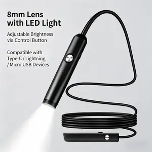Phone Direct-Connect Endoscope .5m Hard Cable . 3-in-1 Phone Endoscope | Must-Have for Auto Repair & Pipe Inspection.HD Industrial Endoscope, Compatible with Type-C / iPhone / Android.IP67 Waterproof + Adjustable Brightness LED Light tools gadgets