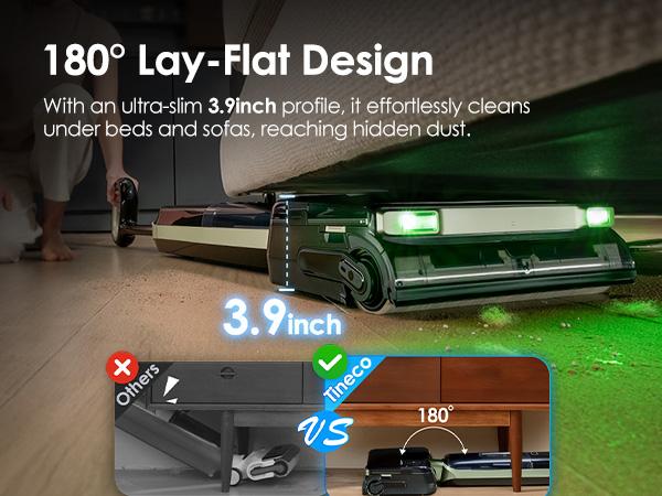 Tineco FLOOR ONE S7 Master Wet Dry Vacuum Cleaner, StreakFree Scraper, 3.9inch Ultra-Slim Body, 23kPa Suction, Flashdry Self-Cleaning System, 150° DustReveal Green Headlight