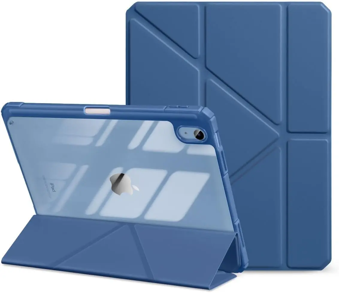 PU Leather Hybrid Shell Protective Tablet Case for iPad 11th Gen (A16/A2696, 11in, 2025) & 10th Gen (10.9in, 2022) - iPad Covers with Magnetic Close, Multi-Angle Portrait Stand, Pencil Holder, Auto Wake/Sleep - Blue