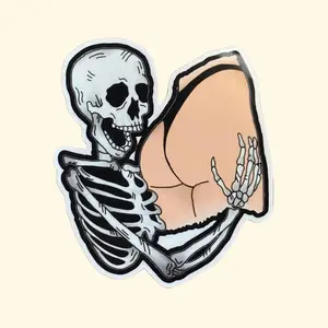 Skelly Butt Stickers, Butt Snorkeler Funny Sticker, Skeleton Decal, Hard Hat Sticker, Blue Collars Stickers